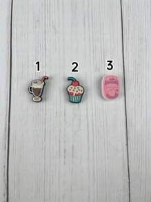 6-Piece Set Coffee And Candy Cartoon Patterns Sandals Accessories DIY Customizable Slipper Decoration, Suitable For Beach, Holiday, Birthday Gifts