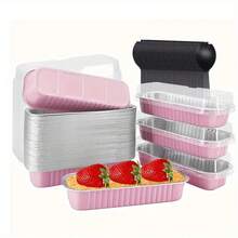 40pcs (20pcs Boxes + 20pcs Lids) Mini Rectangular Aluminum Foil Baking Pans With Lids, For Baking Cups, Cake Molds And Mini Cupcakes. These Rectangular Cake Molds Are Perfect For Gifts And Daily Baking