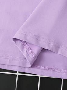 NEON DUSK Men's Round Neck Short Sleeve Casual Cartoon Print Purple T-Shirt - Purple - View 5