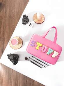 大号悬挂式洗漱包，防水可折叠手提包，旅行化妆剃须刀收纳包，女士化妆包，学习用品，大学宿舍必备，学生毕业礼物 - 玫紅色 - 查看 4