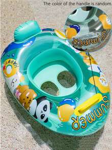 1-Pack Inflatable Swimming Ring Boat Cartoon Design, Inflatable Pool Float, Pool Water Hammock, Adult Multifunctional Water Lounge Chair - Green - View 1