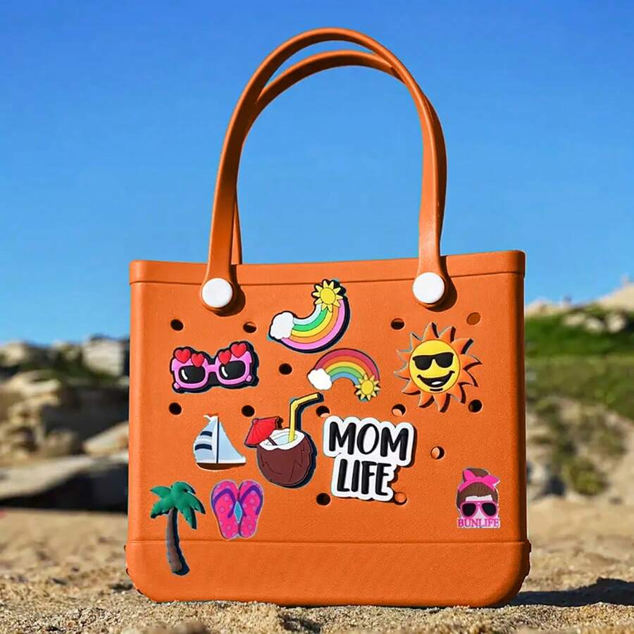 Summer New EVA Beach Bag, Rubber Tote Bag, Waterproof Washable Tip Proof Durable Open Tote Bag, Super Large Capacity Suitable For Shopping, Grocery Shopping, Travel, Parties, Outdoor Activities, Beach Seaside