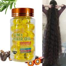 GZE 7-IN-1 Hair Oil Enriched With Rosemary Oil Castor Oil Batana Oil Chebe Oil Biotin Keratin Collagen Hydrating Smoothing Frizz ​Preventing Split Ends Anti-Breakage Heat Protection Lightweight Formula - Gold - View 5