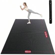 Large Exercise Mat, 183*122cm/ 213*152cm*8mm, Non-Slip, Ultra Durable, Large Yoga Mat For Home Gym, Fitness, Yoga, Pilates, Stretching, Push-Ups, Gymnastics - Black - View 1