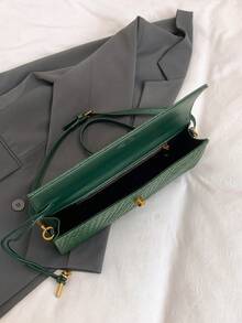 女士优质纯色 PU 编织纹理手拿包，斜挎包设计 - 綠色 - 查看 9