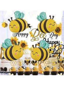 7 Stücke Bienen & Margerite Folienballon Set - Aluminium Folienballons geeignet für Frühling, Geburtstag, Jahrestag, Abschluss, Muttertags Partydeko - Auch geeignet für Hochzeiten, Taufen, Thanksgiving, Valentinstag und weitere Anlässe
