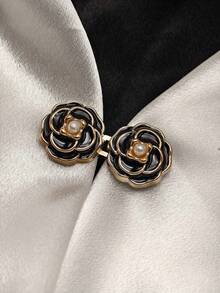 1對山茶花扣腰帶扣，窗簾扣，浴簾扣，無需縫製多功能可拆卸扣，適用於窗簾、披風、襯衫、牛仔褲，彈性調節扣，多功能扣