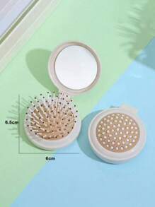 1pc Folding Travel Mirror Hair Brush Round Folding Pocket Size Hair Brush Mini Hair Comb Compact Travel Size Hair Massage Comb For Women Girls Travel Essentials Travel Accessories Make Up Accessories Travel Essentials For Beach Summer Vacation Back To School Body Care For Travel, Outdoor, Sport, Office, School Boy Valentine Heart Valentine