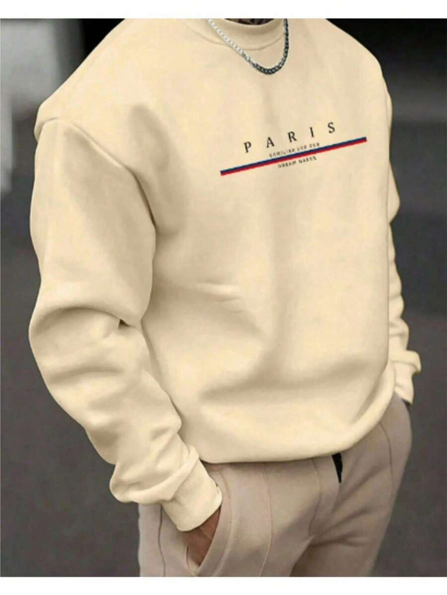 Printed Crewneck Sweatshirt Without Hood Cotton Flannel Promotion Without Print Special Edition - Màu be - Xem 1