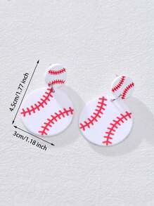 1 Pair Football, Baseball, Basketball, Volleyball Design Pendant Acrylic Earrings, Cute Sports Style Fashion Jewelry For Game Days