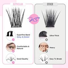 Bepholan Lash Clusters 84pcs DIY Eyelash Extension Lndividual Lashes Natural Lash Clusters Wispy Cluster Lashes Lash Extension Clusters False Mink Lash Cluster Mix Black(C03-84) - Pink - View 4