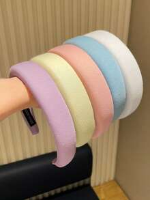 1/3/4/5个装 女士简约纯色海绵宽发带,适合洗发、休闲外出、高髻、碎发造型、日常使用、居家、护肤,四季皆宜,可作为礼物赠送,时尚实用! - 彩色 - 查看 3