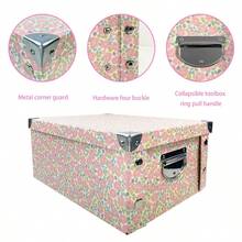 Hộp lưu trữ in màu hồng có thể gập lại, hộp đựng đồ dùng văn phòng kinh doanh, hộp đựng đồ trang trí nhà cửa có nắp, dung tích lớn - Nhiều màu - Xem 7