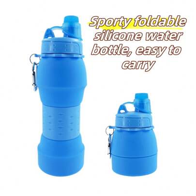 1pc Back To School Collapsible Water Bottle, 600ml Platinum Silicone Portable Outdoor Sports Water Cup