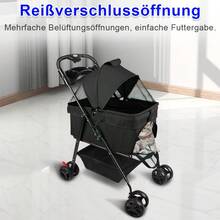 Cochecito para mascotas con capa de almacenamiento, 50 x 65 x 99 cm, suelo extraíble, adecuado para gatos y perros pequeños y medianos.