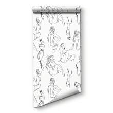 17.7"X6.5"/9.8ft Removable Black & White Line Art Mural, Home Room Decor, Wall Art, Wall Decor, Decorative Wallpaper, Spring Decor, Renew Your Home, Holiday Decor Gift, Birthday Graduation - Black and White - View 13