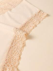 3pcs/Set Lace Mid-Waist Sexy Underwear, Solid Color, Mature Charm & Elegance, Lace Patchwork