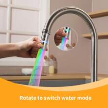 1pc Hydropower LED Faucet Light With Dual Function Temperature Control, 3 Color/7 Color Changing Water Tap Sprayer