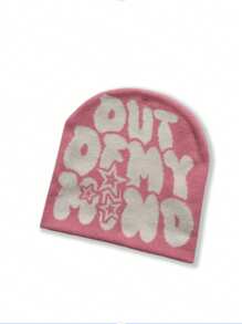 Out Of My Mind Jacquard Knit Beanie Hat, Warm Winter Sports Fashion Ski Cap