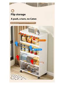 1pc Flip Cover Multi-Purpose Transparent Plastic Storage Cabinet, Organizer Box For Snacks, Underwear, Household Items