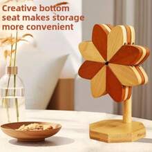 Complete Set Of Wooden Windmill, Heat-Resistant Coasters, Insulation Pad, Foldable Heat-Insulating Table Mat Decorations, Suitable For Household Use
