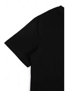 Casual Polyester Crew Neck T-Shirt With Graphic "PACIENCIA 1%" Print- 100% Polyester Knit Fabric, Regular Length, All-Season, Solid Color With Front Drawing Design