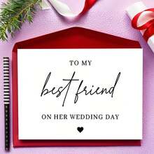 1pc Sincere Wedding Greeting Card, "TO MY Best Friend ON HER WEDDING DAY", Is Suitable For Giving To Good Friends On The Wedding Day, Expressing Sincere Emotions, Wedding Greeting Card For Groom And Bride, Wedding Gifts(12x17cm)/(4.72x6.7in) - Multicolor - View 3