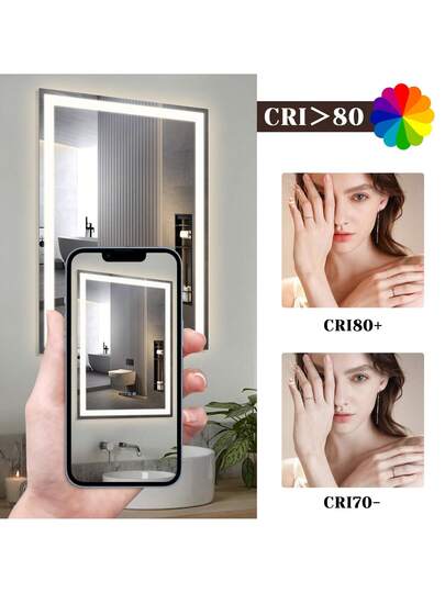 Bathroom Lighting Spiegel LED 50x70cm Wand IP44 Touch Switch Klok Fog Removal Feature Dimmable 3000K 6500K view 9