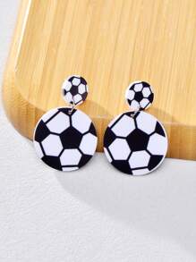 1 Pair Football, Baseball, Basketball, Volleyball Design Pendant Acrylic Earrings, Cute Sports Style Fashion Jewelry For Game Days