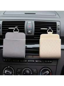 1/2pcs Universal Car Air Vent Hanging Storage Box Mobile Phone Bag - PU Leather - For Smartphones - Car Interior Accessories - Perfect Gift For Drivers
