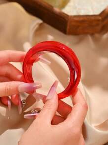 1 pièce Bracelet à manchette ouvert minimaliste de mode bohème Y2K tie-dye multicolore en résine, convient pour les femmes: vacances à la plage, décontracté, festival de musique, fête, port quotidien