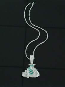1pc Fashionable Hip Hop Style Dollar $ Symbol Pouch Pendant Necklace, Rap Music Inspired Accessories For Men