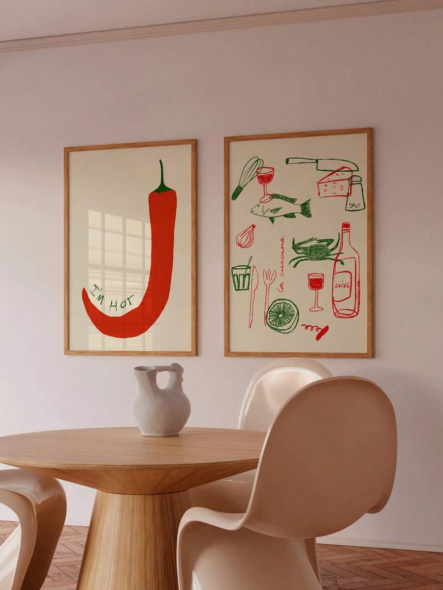 1 件辣椒艺术印刷品、厨房墙面装饰、食物艺术印刷品、我是辣辣椒装饰、有趣的辣椒海报、客厅、卧室、浴室、办公室、咖啡厅、餐厅和其他墙壁装饰的墙壁艺术装饰，无框 - 彩色 - 查看 1