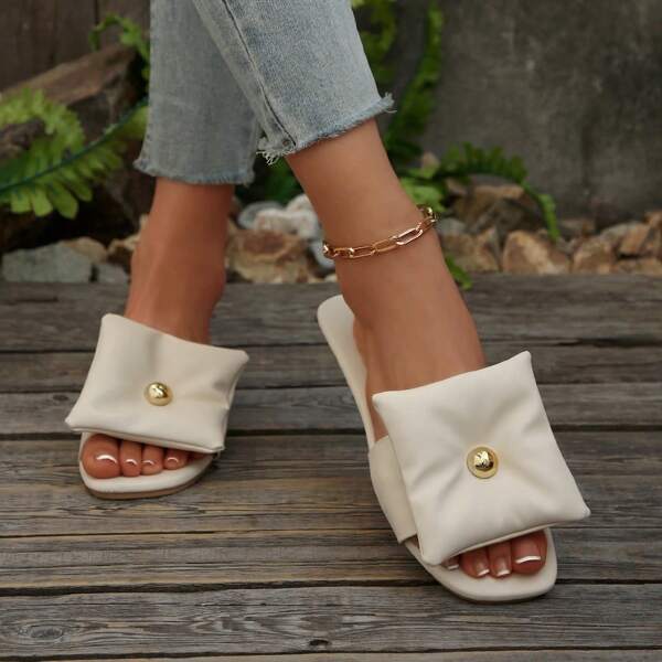 Women's New Bowknot Style PU Leather Flat Sandals, Outdoor Wear, Spring/Summer