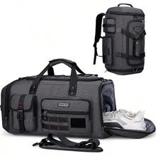 WITZMAN Travel Duffel Bags For Men Large Carry On Weekender Overnight Bag 3 In 1 Backpack With Shoe Compartment B693 Siery Grey