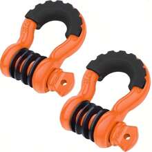2 pièces Crochet en D - Robuste 28,5 T (57 000 lb) Résistance maximale à la rupture Lourd Anneau en D avec vis pour le sauvetage de véhicules, rouge/noir/vert/orange