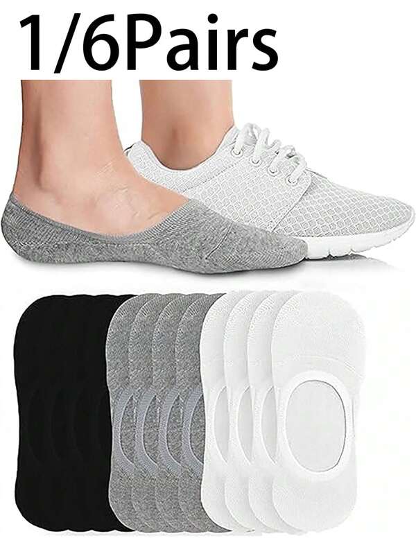 1/6pairs Casual Lightweight Business Casual Ankle Socks, Spring & Summer No Show Socks Women Invisible Liner, Non Slip & Low Cut, Casual & Formal Wear, Soft & Stretchable (Without Cardboard)