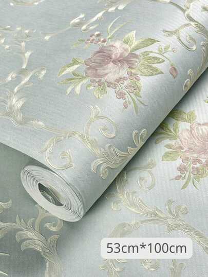 Roll 53*100cm3D Bloemen Wallpaper, Self Adhesive Non Woven Fabric Removable Flower Pattern, Bedroom Living Room ation, ation TV Background Wand Sticker,53*300cmOptional view 10