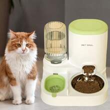 Pet Integrated Automatic Pet Water Dispenser Food Dispenser Set With Stainless Steel Bowl, Detachable And Washable, Suitable For Indoor And Outdoor Pet Self-Feeding Stations