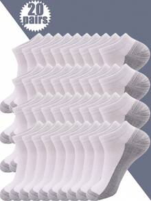 20/10/5/1 Pairs Plain Color Contrast Thick Sports Ankle Socks, Outdoor Running Fitness Sweat-Absorbent Breathable Low-Cut Socks - Multicolor - View 7