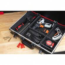 Meister Werkzeugkoffer leer - 460 x 320 x 140 mm - Individuelle Fachaufteilung - 15 Werkzeugtaschen - Mit Gummibändern - 15 kg Tragkraft - r Alu-Koffer / Werkzeugkiste / Organizer / 9095070 - Bildfarbe - Übersicht 5