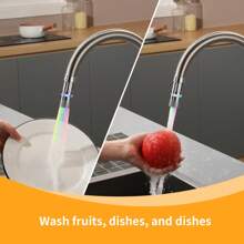 1pc Hydropower LED Faucet Light With Dual Function Temperature Control, 3 Color/7 Color Changing Water Tap Sprayer