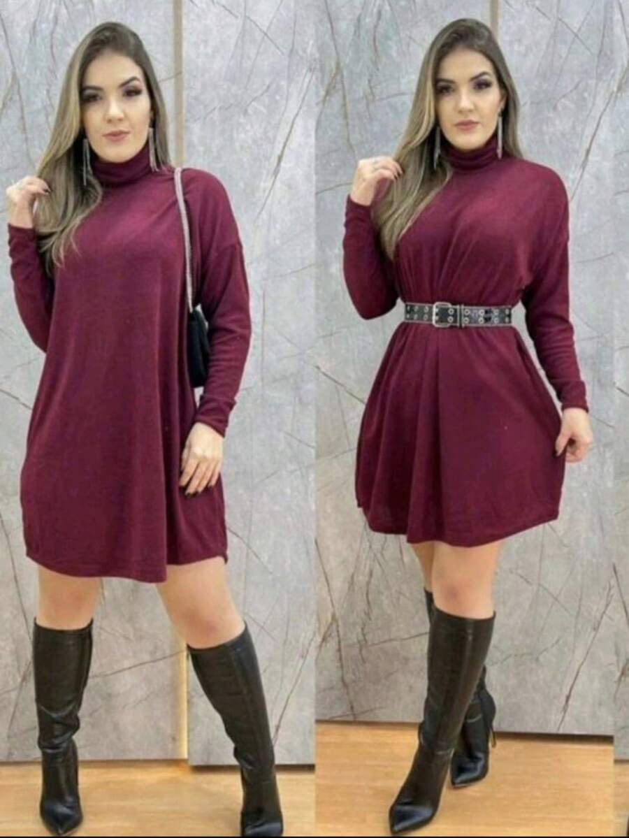 Simple Casual Elegant Woolen Fabric Evening Office Home Garden Street - 酒紅色 - 查看 1