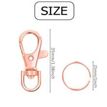 20pcs Lobster Clasp Key Chains, 10pcs Key Rings, DIY Jewelry Craft Supplies, Valentine's Day Gift For Men & Women - Rose Pink - View 2