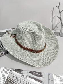 1pc Unisex Casual Breathable Versatile Panama Hat, Fashionable Sun Protection Jazz Cap, Suitable For Outdoor Activities Such As Hiking, Fishing, Beach Trips In Summer - MZ2342 - View 11