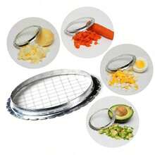 1pc Egg Cutter Boiled Egg Slice Stainless Steel Grid Fruit Vegetable Chopper Egg Splitter Cut Device Tools Kitchen Accessories - Silver - View 3
