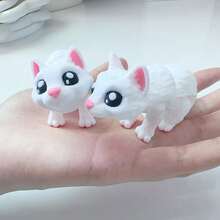 3D Printed Cute And Adorable White Cat Model, Plastic Figurine With Movable Joints, Desk Decor Sculpture, Holiday Gift - Multicolor - View 2