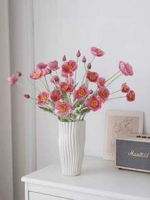 2/6支逼真罂粟花，包含3朵花和1个花苞，简约现代风格，可弯曲成各种形状——适合DIY、家居装饰、花瓶插花、婚礼、派对等场合。高品质植绒材质，触感舒适。四季皆宜。 - 彩色 - 查看 10