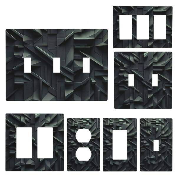 1pc Modern Abstract Geometric Wood Blocks Light Switch Plates Outlet Covers Decorator Light Switch Cover Hole Outlet Plate Standard Size Wall Plates Of Various Styles Outlet Covers