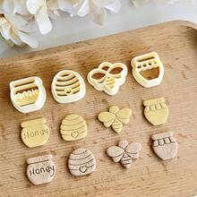 1pc/4pcs Soft Clay Earring Molds, Cute Bee, Honey Pot, Honeycomb Shape For DIY Soft Clay Earring Decoration Cutter - Yellow - View 10